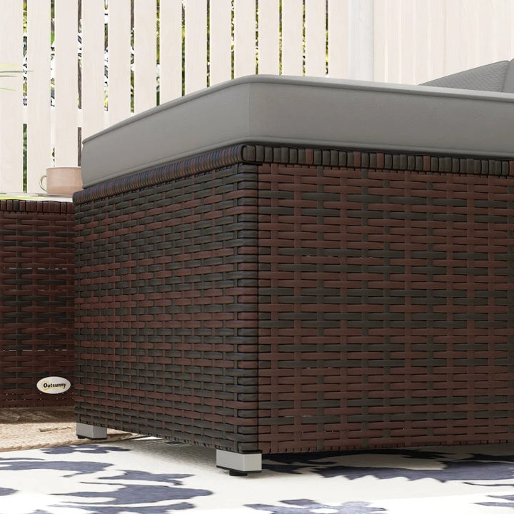 3pc Compact PE Rattan Wicker Conversation Sofa Set w/ Cushions Outdoor Patio - Brown, Grey