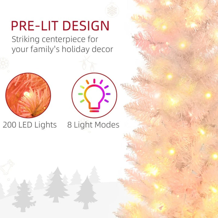6ft Pre-lit Ultra Slim Pencil Christmas Holiday Tree w 200 Multicolour Lights, Iridescent White