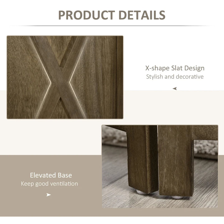 4-Panel Farmhouse Wood Room Divider Privacy Screen Partition w Barndoor Design, Rustic Brown