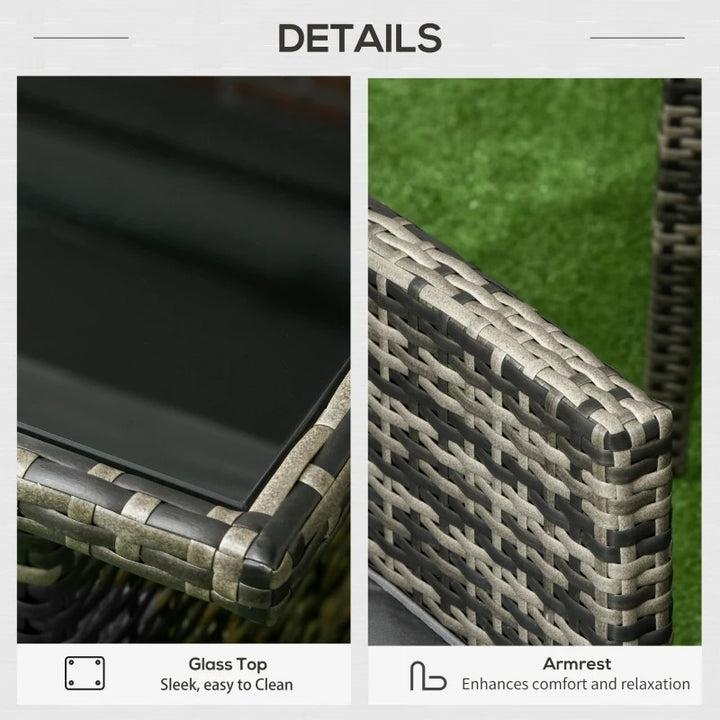 6pc PE Rattan Wicker Outdoor Dining Table Patio Sofa Furniture Set w/ Cushions, Ottomans, Grey