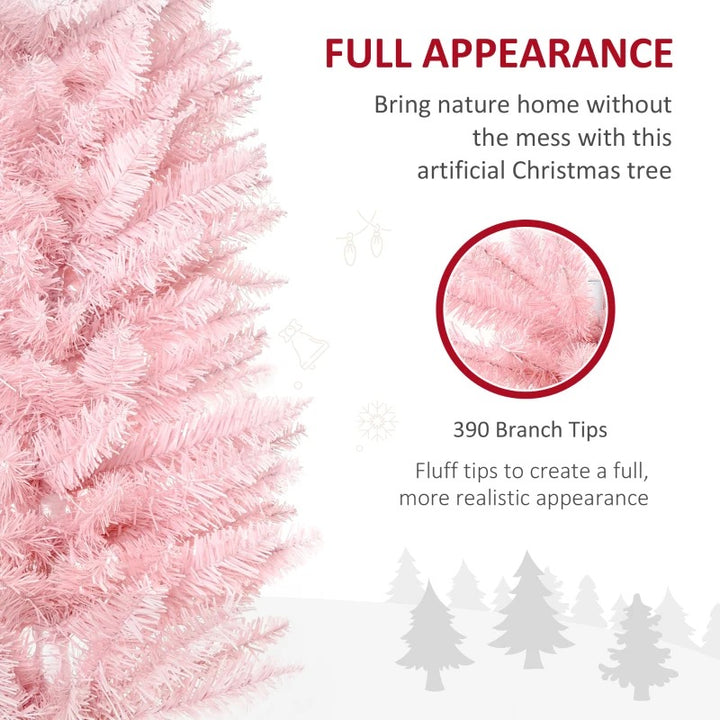 NEW 6ft 390-Tip Unlit Slim Pencil Artificial Christmas Holiday Xmas Tree Decor w Base, Lt Pink