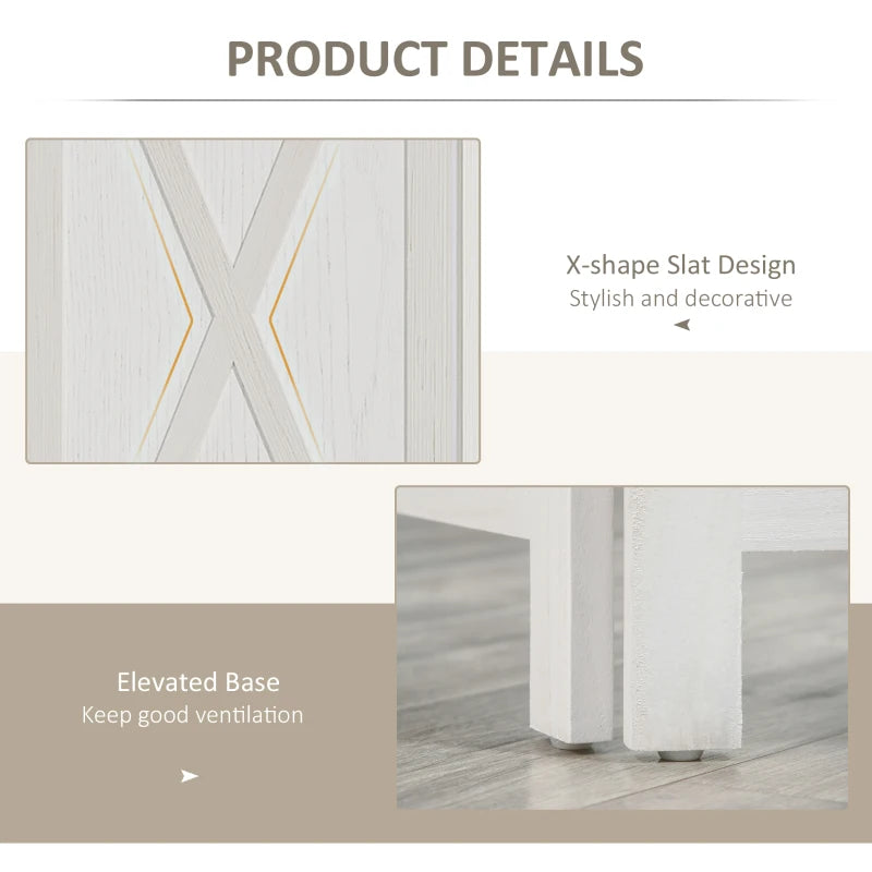 4-Panel Farmhouse Wooden Room Divider Privacy Screen Partition w Barndoor Design, Rustic White