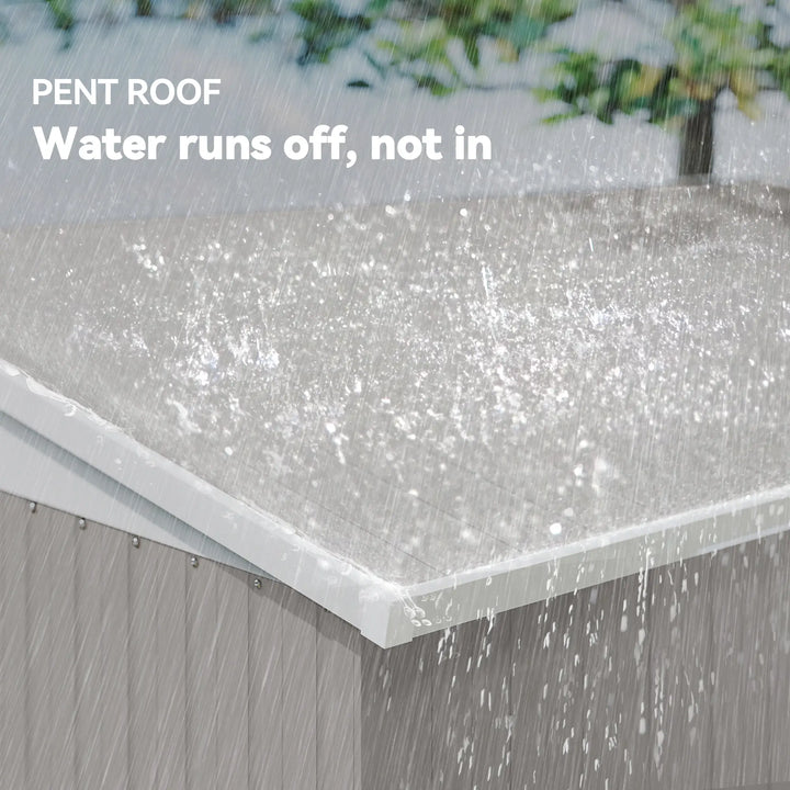 8' x 4' Outdoor Lean To Steel Storage Garden Shed Tool Organizer w Swing Door, Vents, Light Grey