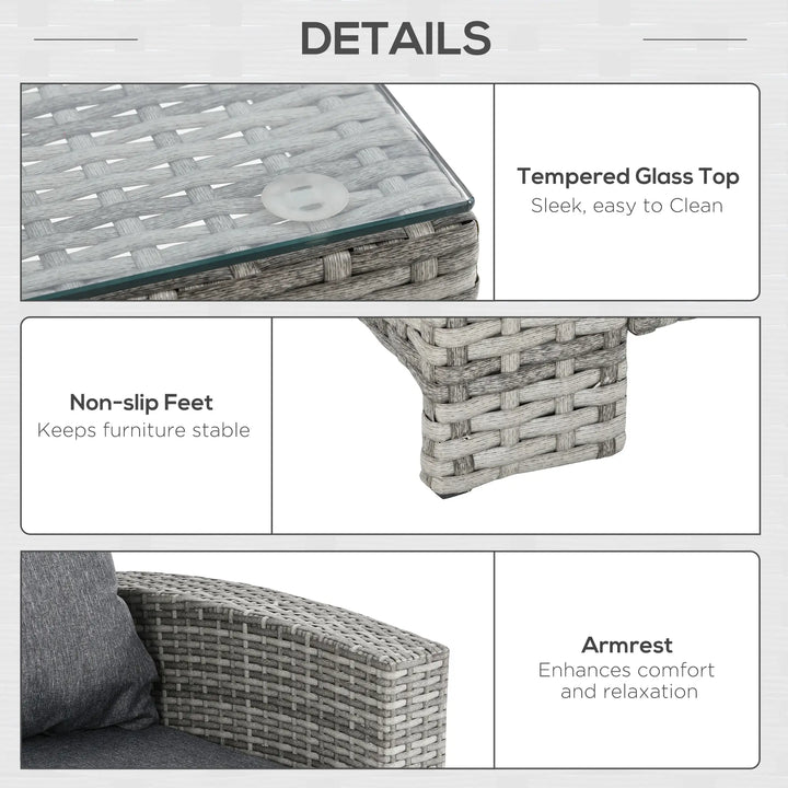 6pc 7-seat Premium PE Rattan Wicker Outdoor Dining Table Patio Furniture Set w Cushions, Mixed Grey