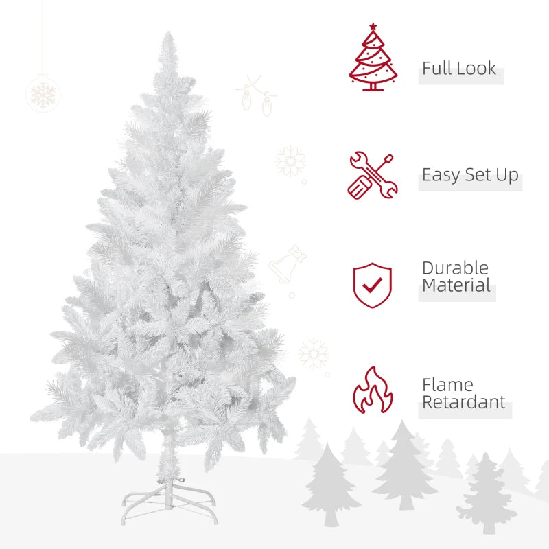 NEW 5ft 358-Tip Unlit Artificial Christmas Holiday Fake Xmas Tree w Folding Base, White