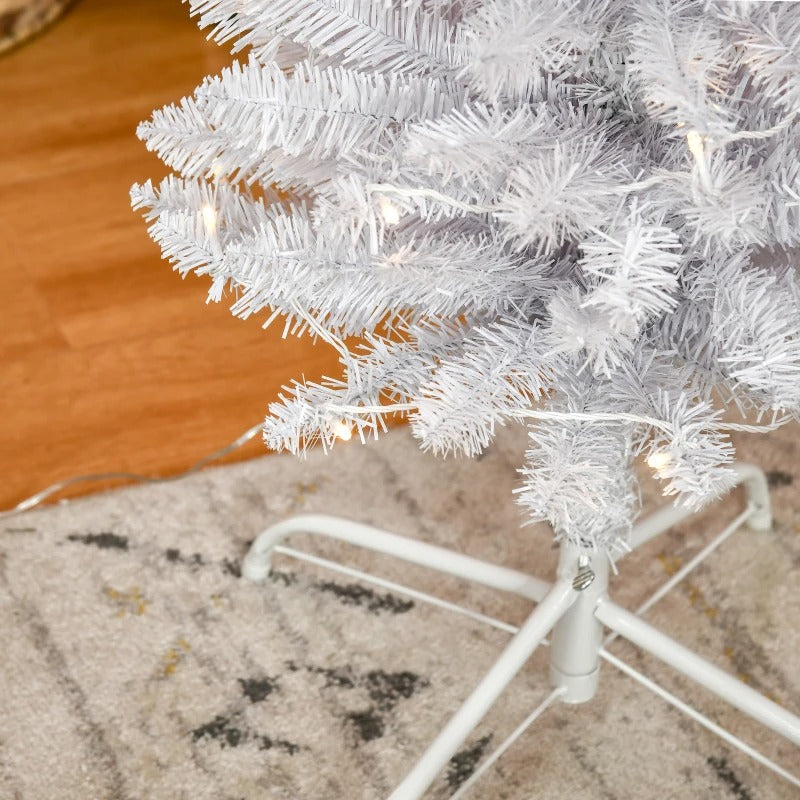 6ft 395-Tip Pre-lit Ultra Slim Pencil Artificial Christmas Holiday Tree w 100 LED Lights, White