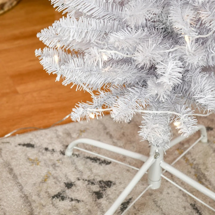 6ft 395-Tip Pre-lit Ultra Slim Pencil Artificial Christmas Holiday Tree w 100 LED Lights, White