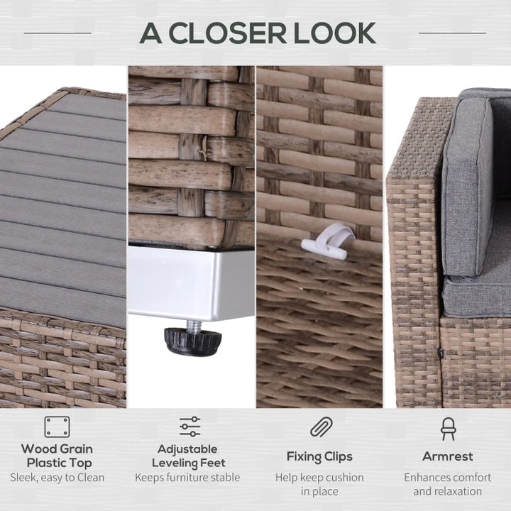 7pc PE Rattan Wicker Sectional Conversation Furniture Set w Cushions Outdoor Patio - Mixed Grey