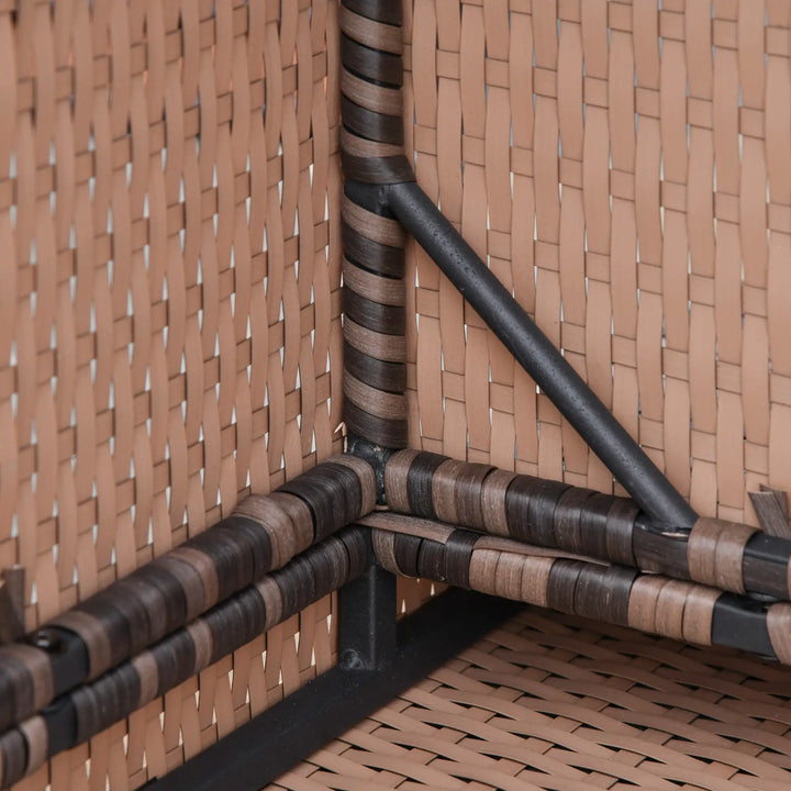 6pc 7-Seat Premium PE Rattan Wicker Conversation Outdoor Patio Set, Cushions Storage, Brown, Orange