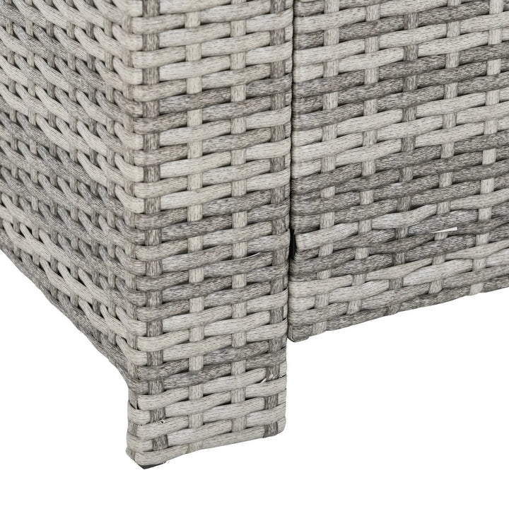 6pc 7-seat Premium PE Rattan Wicker Outdoor Dining Table Patio Furniture Set w Cushions, Mixed Grey