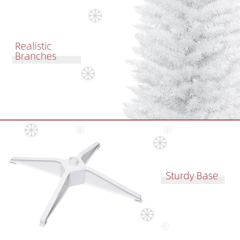 NEW 7ft 499-Tip Unlit Slim Pencil Artificial Christmas Holiday Xmas Tree Decor w Base, White