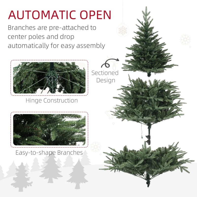6ft 1022-Tip Prelit Natural-Look Artificial Christmas Holiday Fake Tree w 280 LED Lights, Green