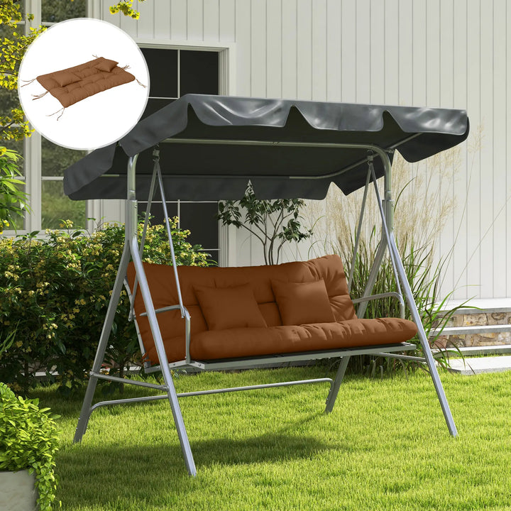 4pc 60" Cushion Set Replacement w Pillows, Bench Swing Glider Seat Outdoor Patio Garden, Tan Brown