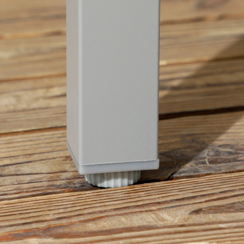 7pc, 6 Seat Outdoor Patio Dining Set w Tempered Glass Table Mesh Stackable Chairs - Black, Grey