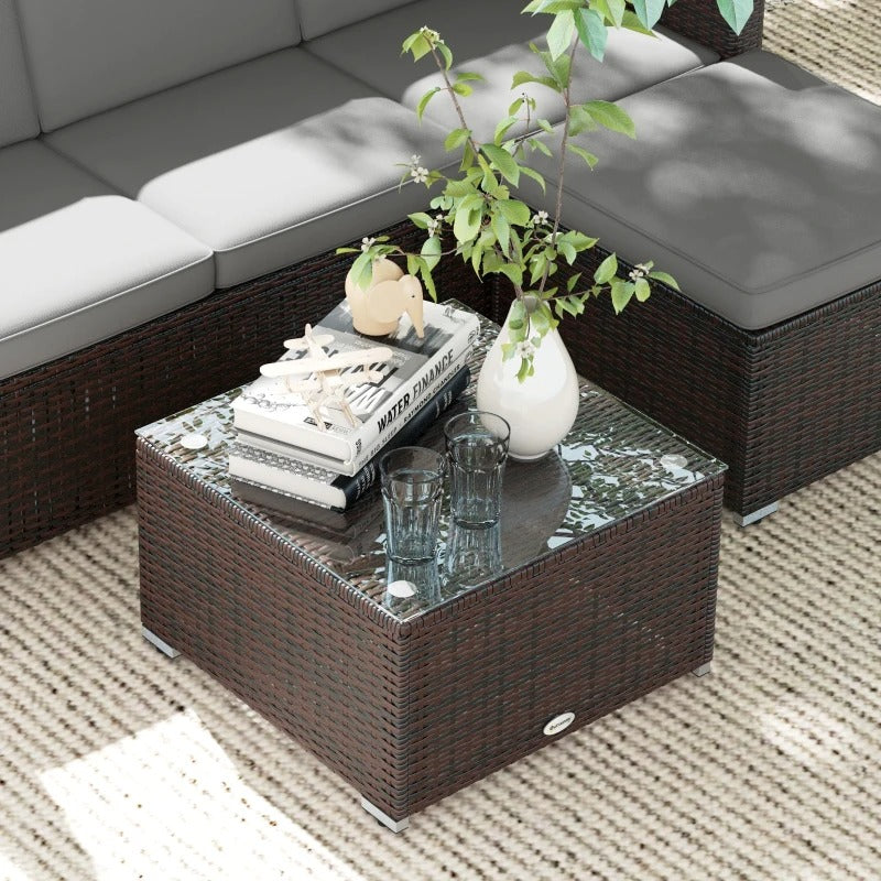 3pc Compact PE Rattan Wicker Conversation Sofa Set w/ Cushions Outdoor Patio - Brown, Grey