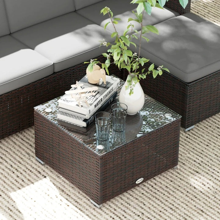 3pc Compact PE Rattan Wicker Conversation Sofa Set w/ Cushions Outdoor Patio - Brown, Grey