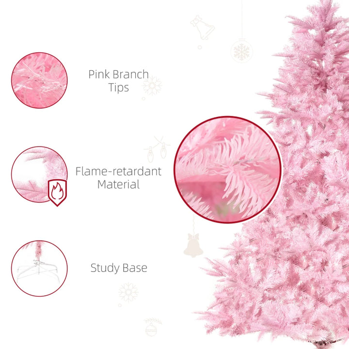 5ft 576-Tip Lush Unlit Classic Shape Artificial Christmas Holiday Tree, Base, Xmas Decor, Pink