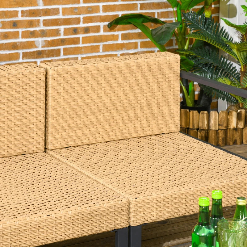 6pc Steel PE Rattan Wicker Outdoor Conversation Metal Sofa Patio Set w Cushions - Beige, Grey