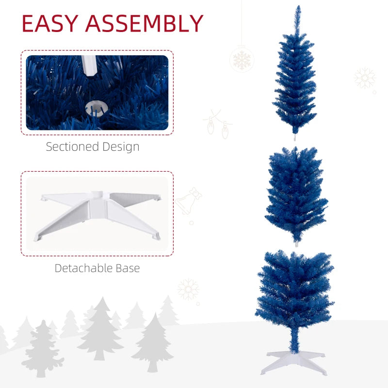 7ft 500-Tip Unlit Slim Pencil Artificial Christmas Holiday Tree w Base, Xmas Decor, Deep Blue