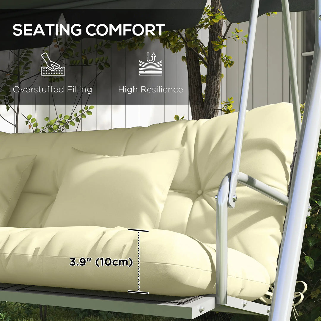 4pc 60" Cushion Set Replacement w Pillows, Bench Swing Glider Seat Outdoor Patio Garden Cream Beige