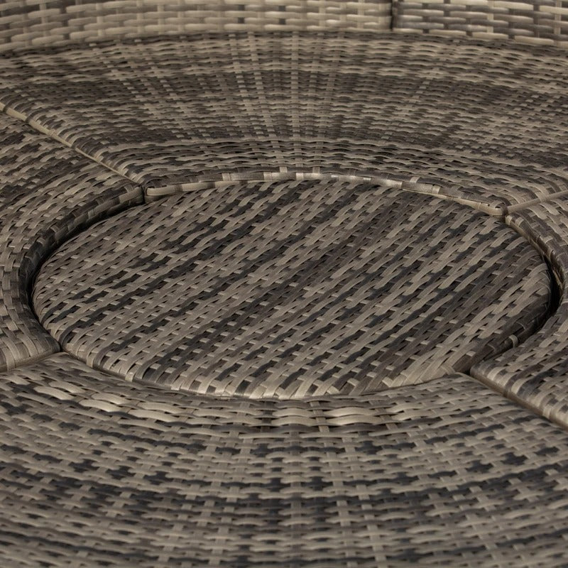 4pc PE Rattan Wicker Round Canopy Daybed Lounge Patio Conversation Set with Cushions - Grey