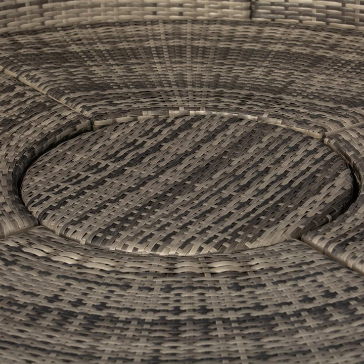 4pc PE Rattan Wicker Round Canopy Daybed Lounge Patio Conversation Set with Cushions - Grey