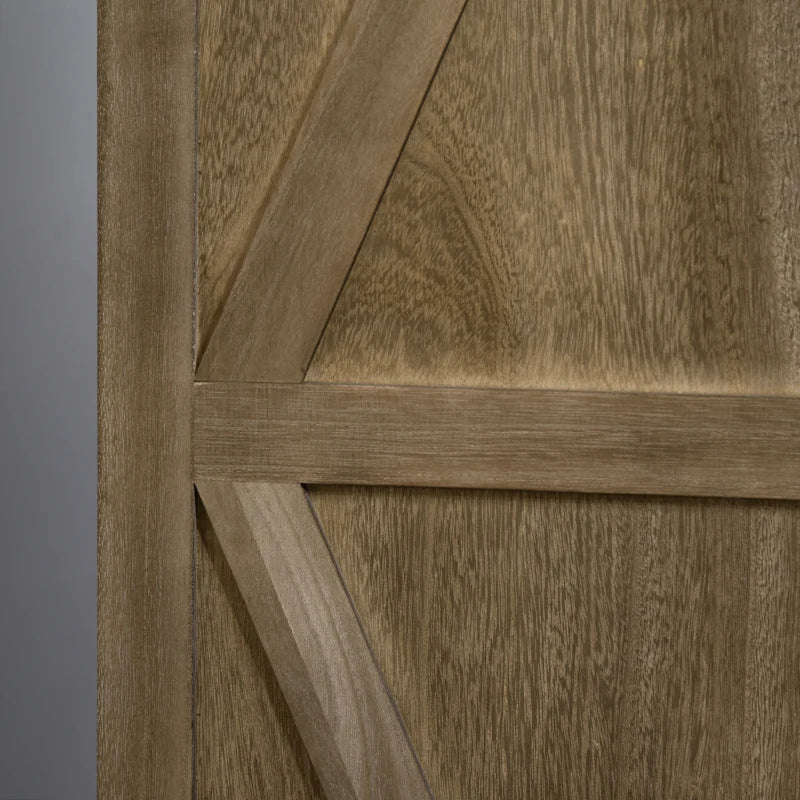 4-Panel Farmhouse Wood Room Divider Privacy Screen Partition w Barndoor Design, Rustic Brown