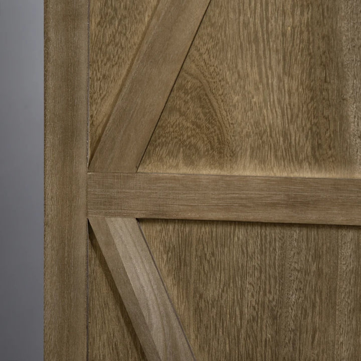 4-Panel Farmhouse Wood Room Divider Privacy Screen Partition w Barndoor Design, Rustic Brown