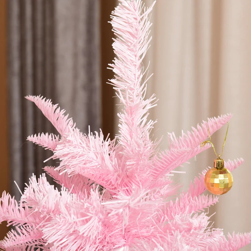 5ft 576-Tip Lush Unlit Classic Shape Artificial Christmas Holiday Tree, Base, Xmas Decor, Pink