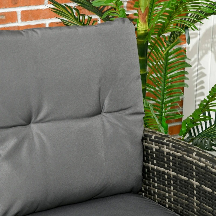 6pc PE Rattan Wicker Outdoor Dining Table Patio Sofa Furniture Set w/ Cushions, Ottomans, Grey