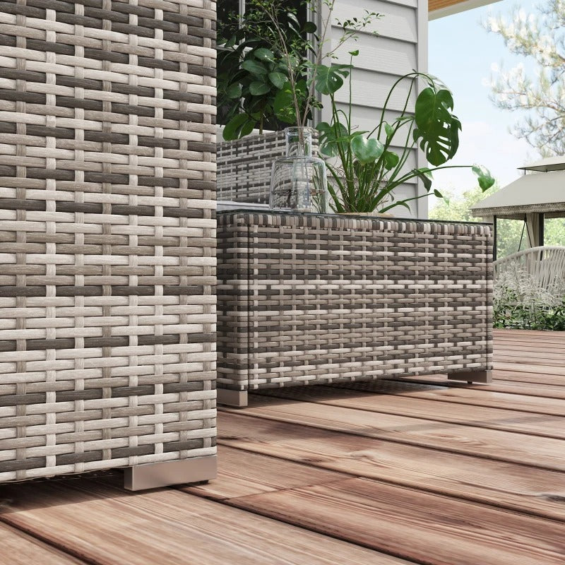 4pc L-Shape PE Rattan Wicker Corner Sectional Patio Furniture Set w/ Cushions for Garden - Grey