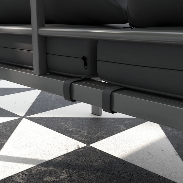 3-Seat Aluminum Conversation Sofa Couch w Armrests Cushions for Deck Balcony Outdoor Patio, Lt Grey