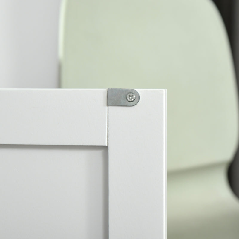 Modern Rolling Kitchen Island Storage Cart Cabinet Sideboard w Drawers, Natural Wood Top, White