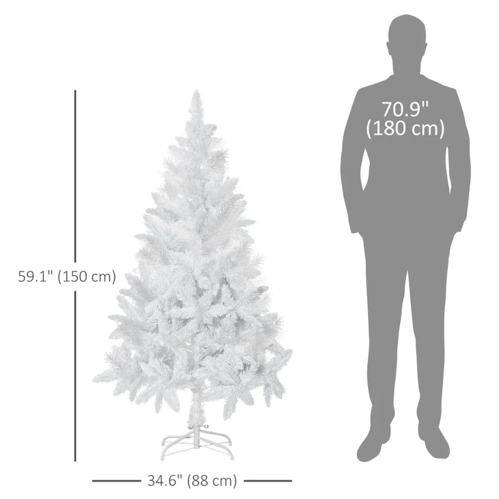NEW 5ft 358-Tip Unlit Artificial Christmas Holiday Fake Xmas Tree w Folding Base, White