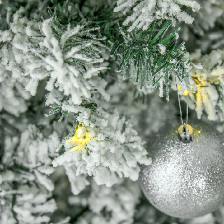 9ft 988-Tip Pre-lit Snow Flocked Slim Pencil Artificial Christmas Holiday Tree 550 Lights Green