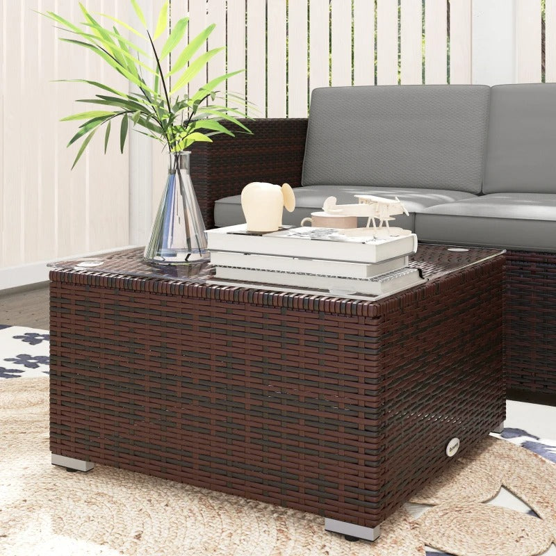 3pc Compact PE Rattan Wicker Conversation Sofa Set w/ Cushions Outdoor Patio - Brown, Grey