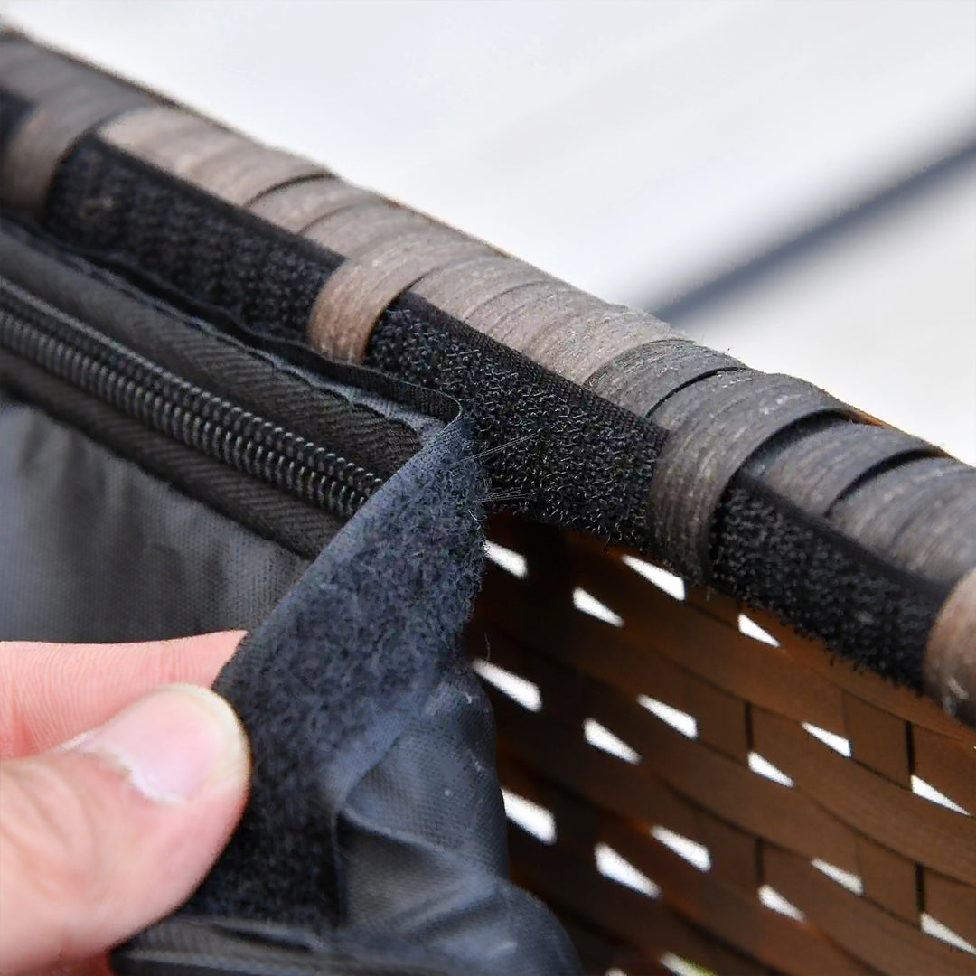 6pc 7-Seat Premium PE Rattan Wicker Conversation Outdoor Patio Set, Cushions Storage, Brown, Orange