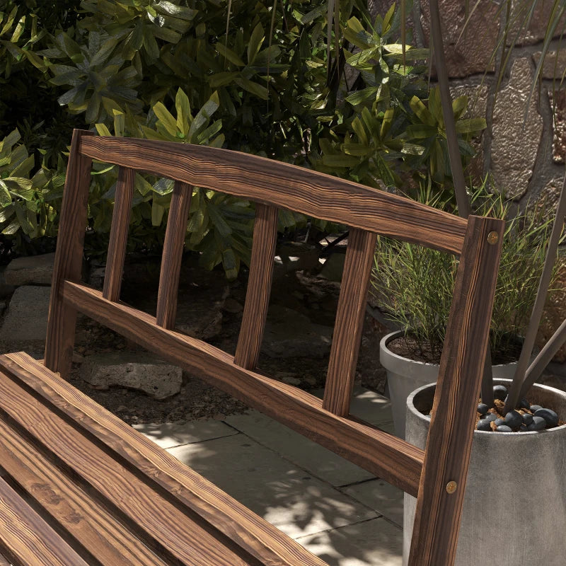 3pc Rustic Farmhouse Wheel Wooden Outdoor Dining Table & Bench Patio Set, Stained Pine, Brown