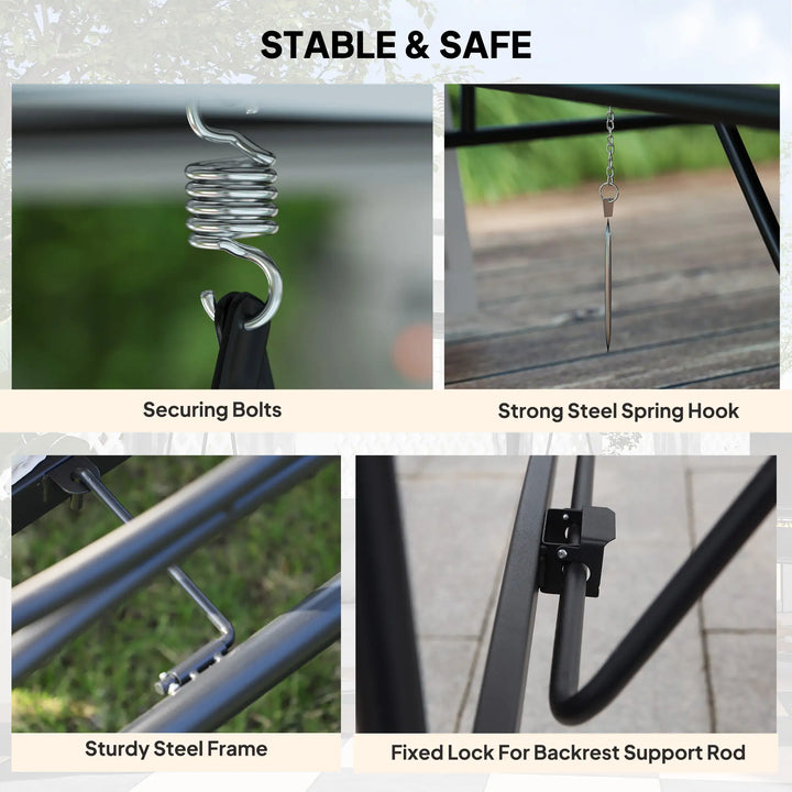 Deluxe 3-Seat Swing / Daybed w Gazebo Canopy Mesh Curtains, Cushions for Patio Garden Outdoor, Grey