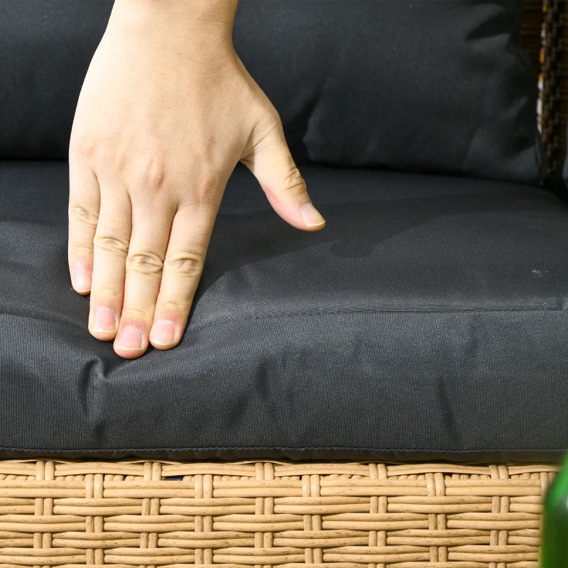 6pc Steel PE Rattan Wicker Outdoor Conversation Metal Sofa Patio Set w Cushions - Beige, Grey