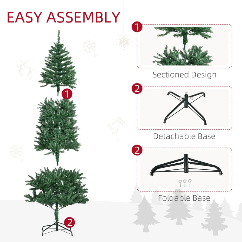NEW 7ft 865-Tip Unlit Slim Artificial Traditional Christmas Holiday Xmas Tree Decor w Base, Green