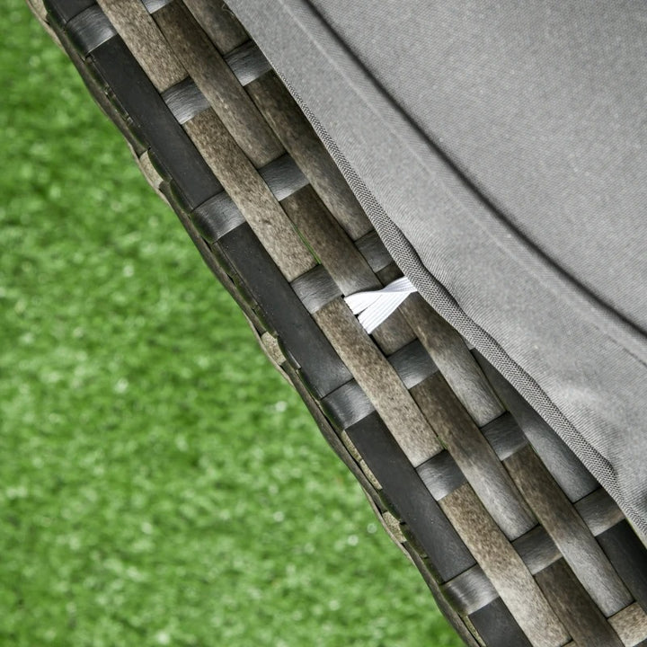 6pc PE Rattan Wicker Outdoor Dining Table Patio Sofa Furniture Set w/ Cushions, Ottomans, Grey