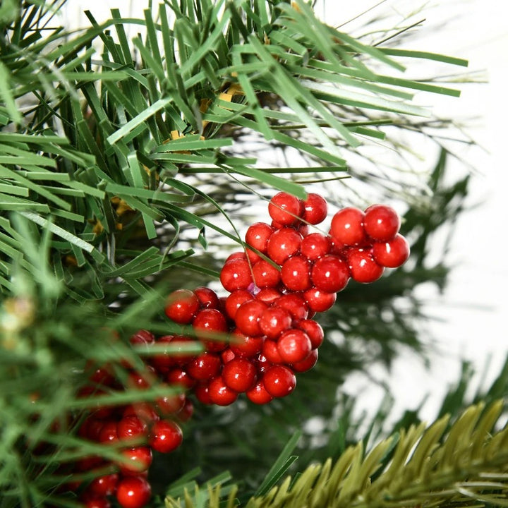 2pc 1.5ft Pre-lit Artificial Christmas Holiday Tree Planter Bush w/ Pinecones, Berries - Green