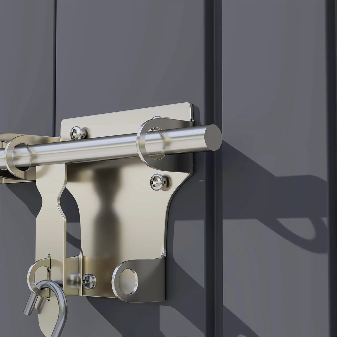 8.5' x 6' Galv Steel Metal Outdoor Storage Shed Garden Organizer w Swing Doors, Window - Dark Grey