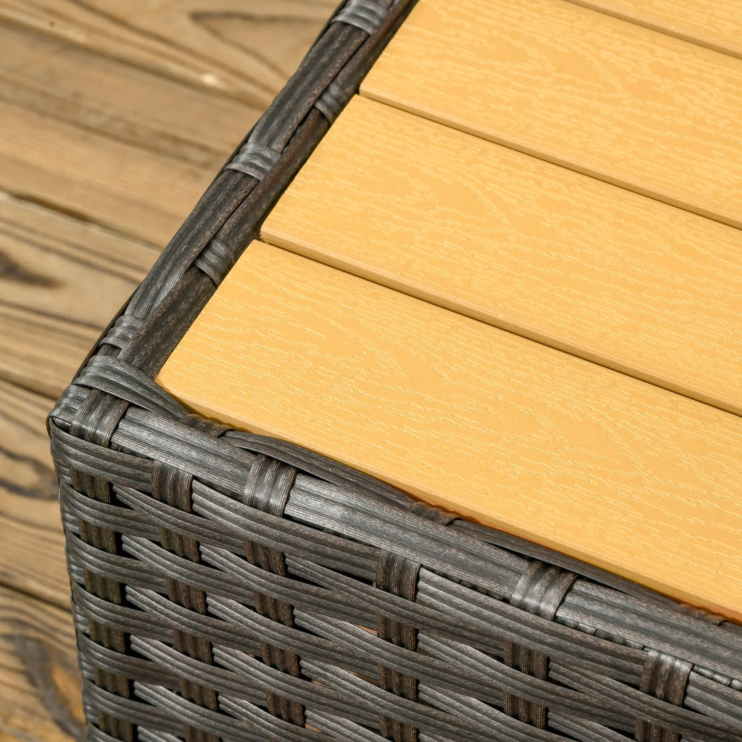 6pc 5-Seat Premium L-Shape PE Rattan Wicker Sectional Conversation Set Outdoor Patio, Brown, Blue