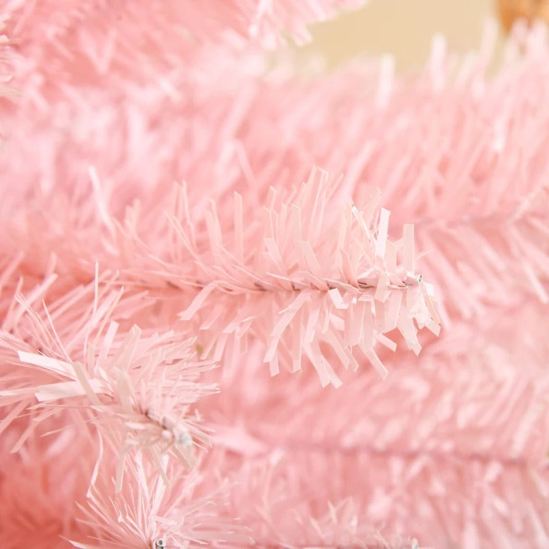 NEW 6ft 390-Tip Unlit Slim Pencil Artificial Christmas Holiday Xmas Tree Decor w Base, Lt Pink