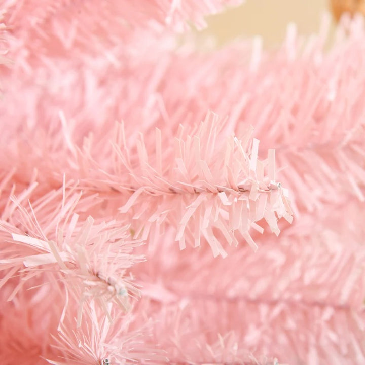 NEW 6ft 390-Tip Unlit Slim Pencil Artificial Christmas Holiday Xmas Tree Decor w Base, Lt Pink