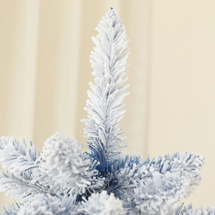 7ft Full 1102-Tip Unlit Snow Flocked Classic Artificial Christmas Holiday Tree Xmas Decor, Blue