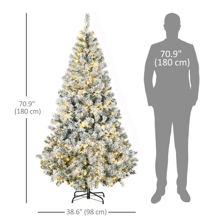 6ft 638-Tip Prelit Snow Flocked Artificial Christmas Holiday Tree w 220 Lights, Green