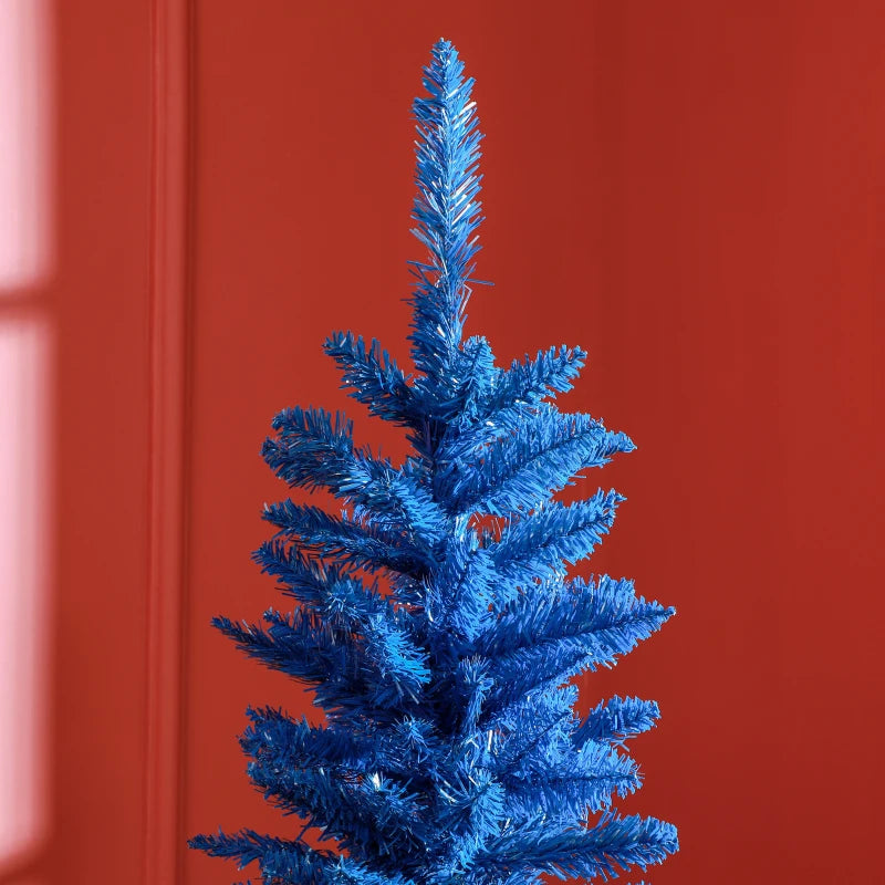 7ft 500-Tip Unlit Slim Pencil Artificial Christmas Holiday Tree w Base, Xmas Decor, Deep Blue